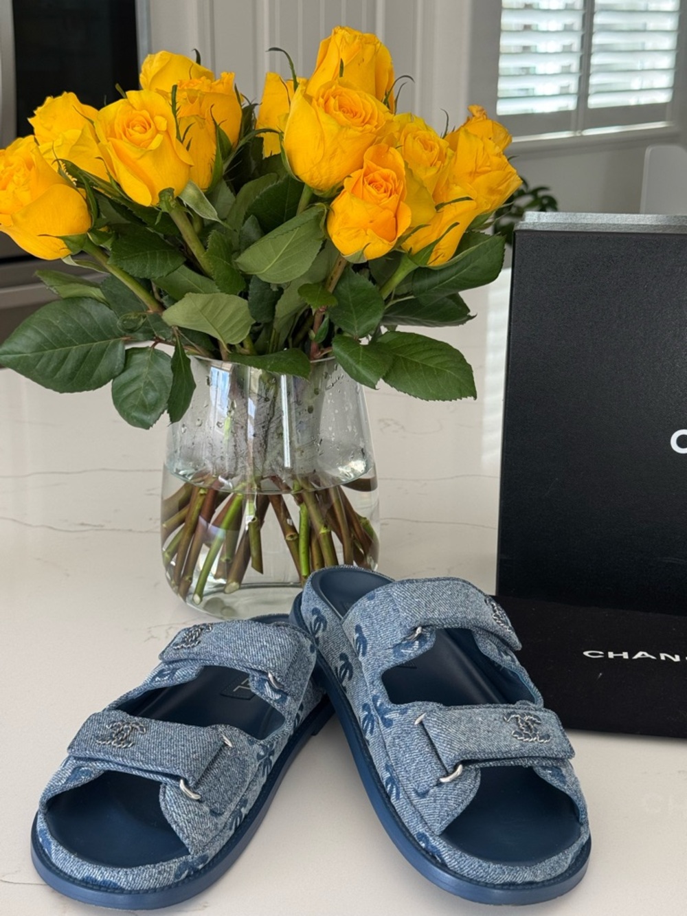 CHANEL Denim Dad Slides (Mule) - Blue SZ 37 from 25P Collection (Full Set)